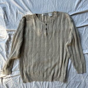 Fisherman Aesthetic 90s Geoffrey Beene Linen Cotton Blend Sweater